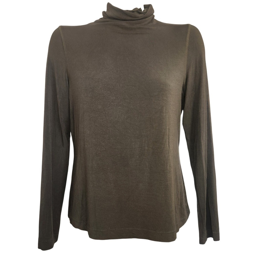 Per Se Olive Green Turtleneck Long Sleeve Top Viscose Stretch‎ Size M